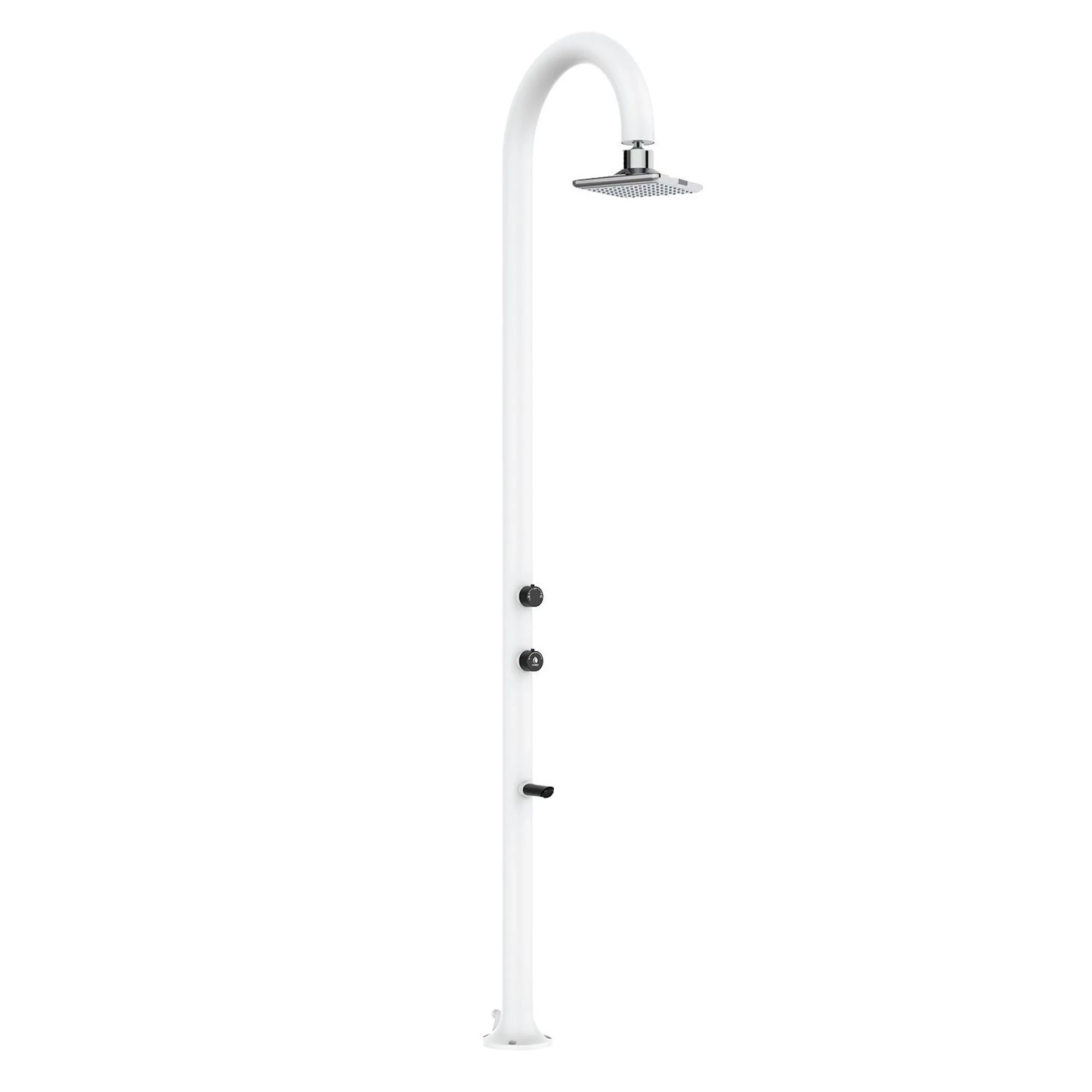 Doccia da Giardino esterno LUNA ALU-BIANCA -LED in Alluminio Doppio Attacco Dimensioni 26x37x h 223,9 cm con Miscelatore e Doccetta da esterno In Acciaio Inox 316 L WHITE