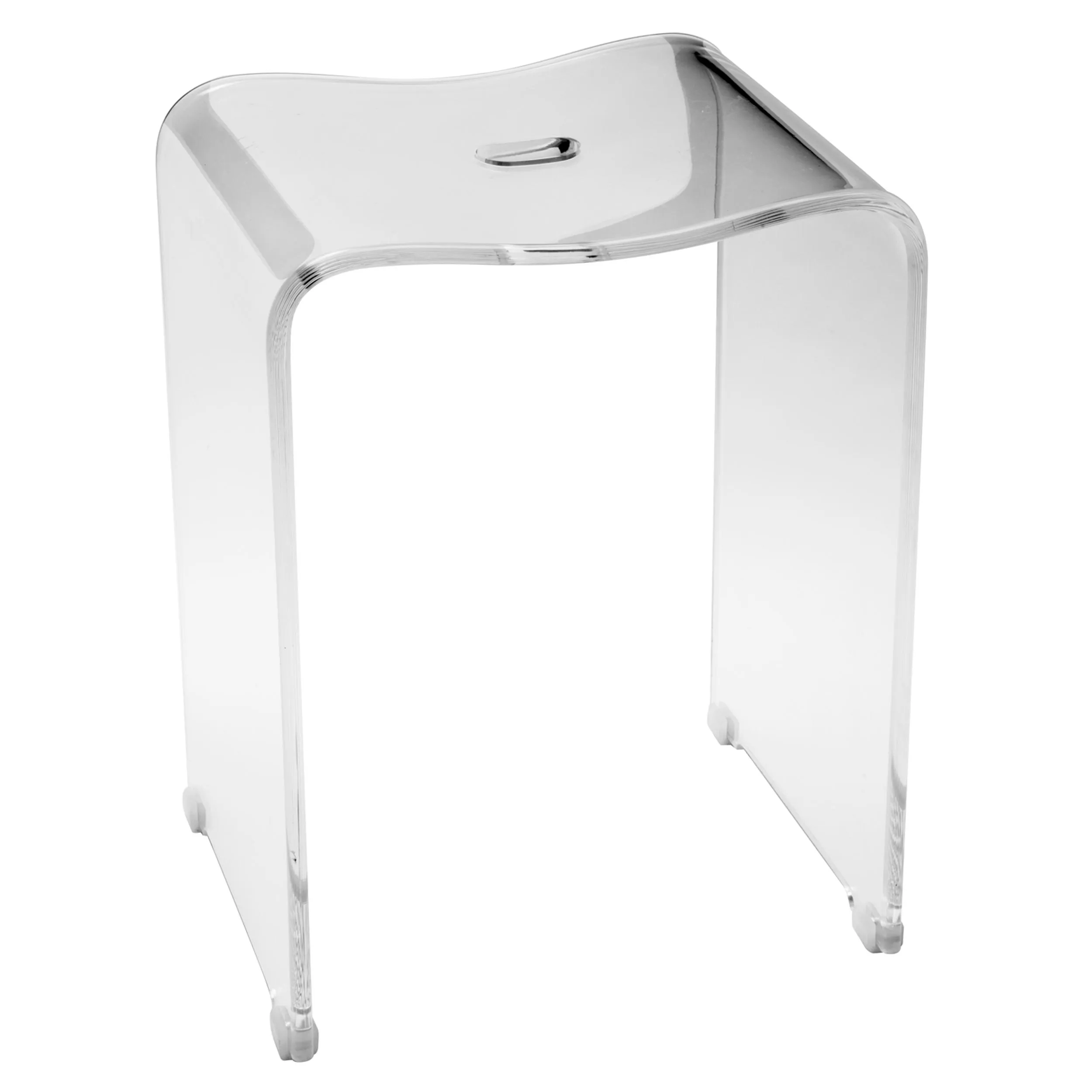 Sgabello in Cristallo Acrilico con maniglia e seduta ergonomica Ghost Dimensioni 33x27,5 x h48 cm Uno sgabello superleggero ergonomico colore trasparente