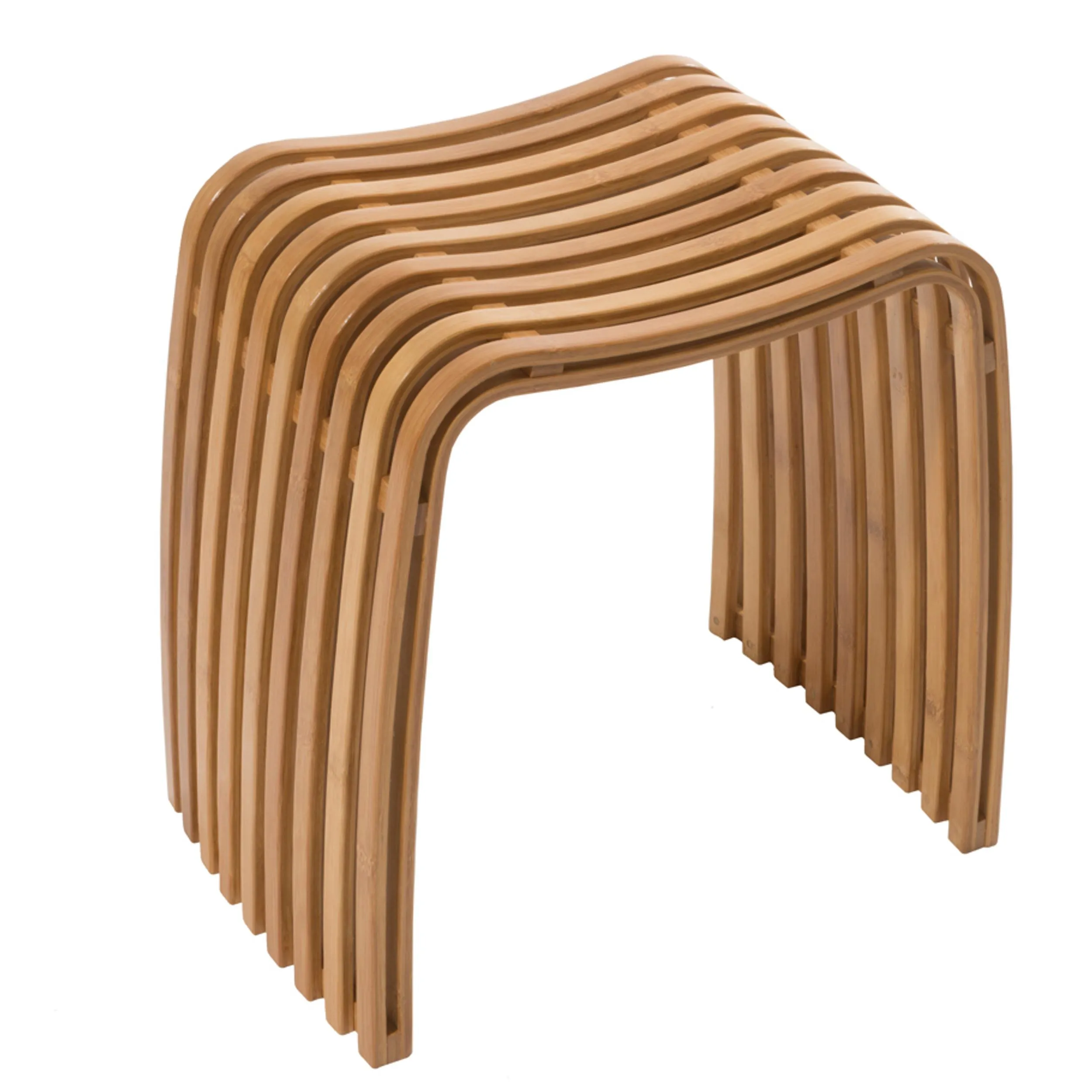 Sgabello realizzato in bamboo laccato e curvato a caldo Ordina Stool Dimensioni 46x31hx 46 cm e struttura e seduta ergonomica