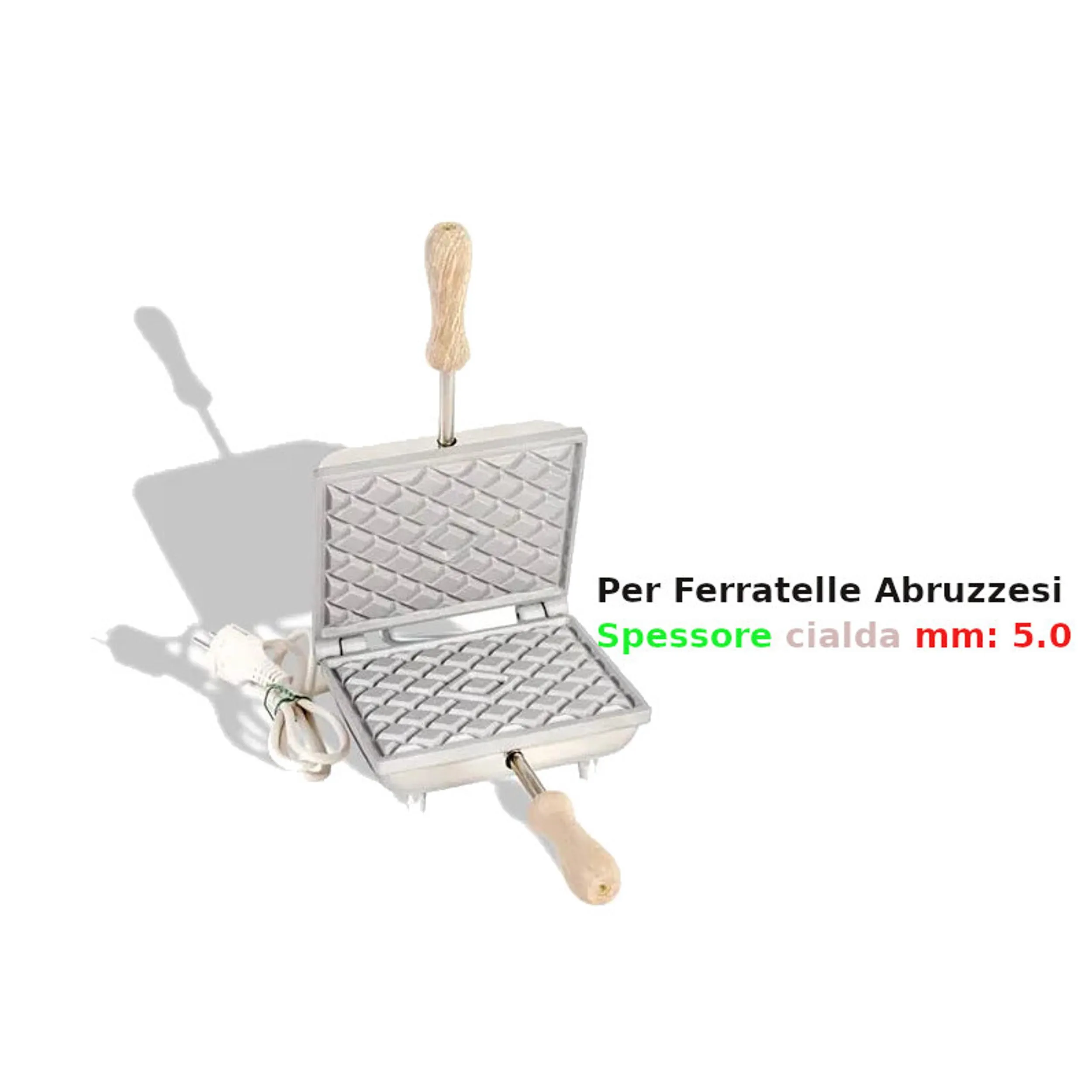 Biscottiera elettrica Rettangolare per produrre la classica ferratella abruzzese a grata ALTA Dimensioni 14x17,5x h 11 cm 600 Watt 3,0 kg Spessore cialda mm 5.0