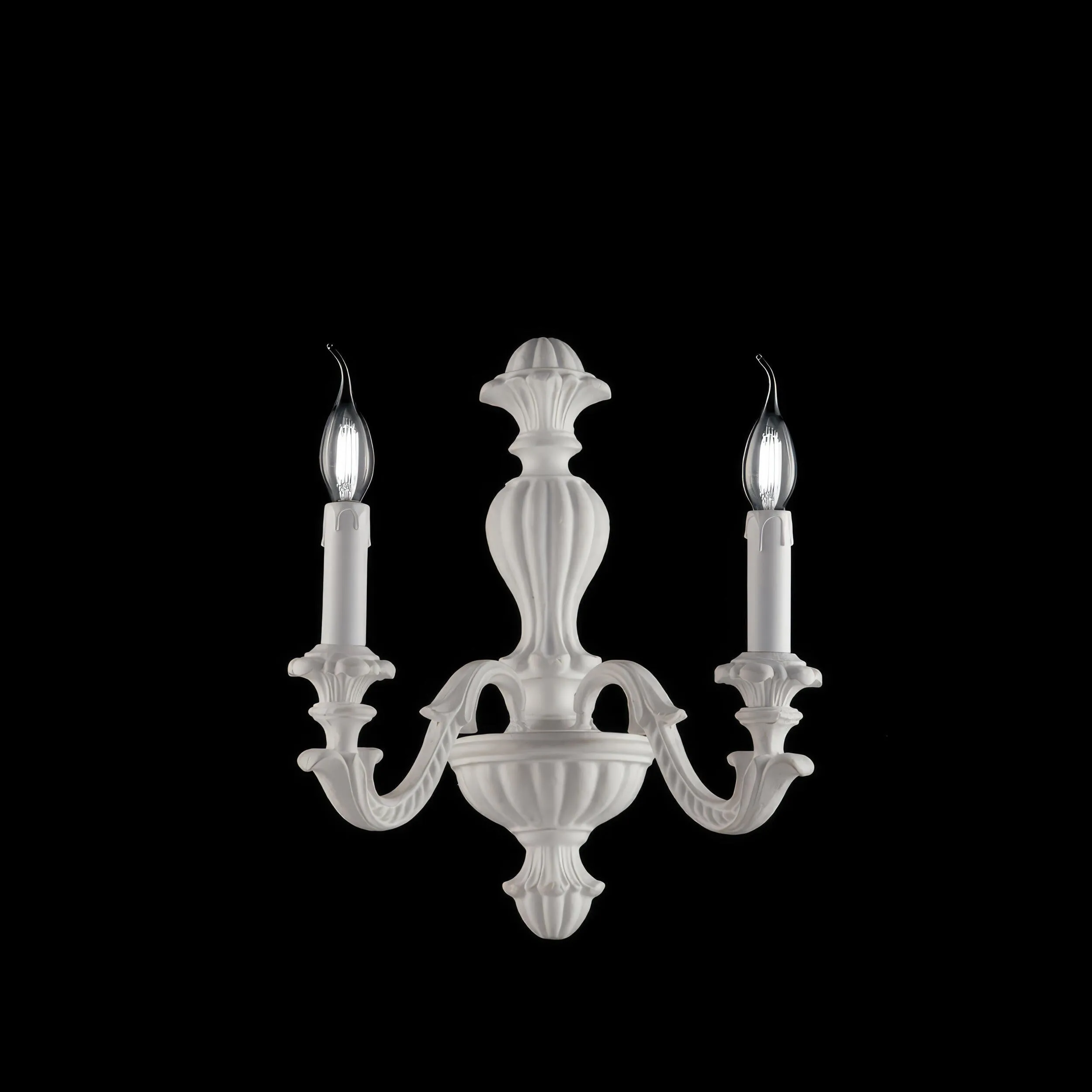 Applique in Legno Bianco Shabby 2 Luci Leonardo, 40x29x19 cm, Colore Bianco Shabby, Illuminazione 2xE14 - 42 Watt Max