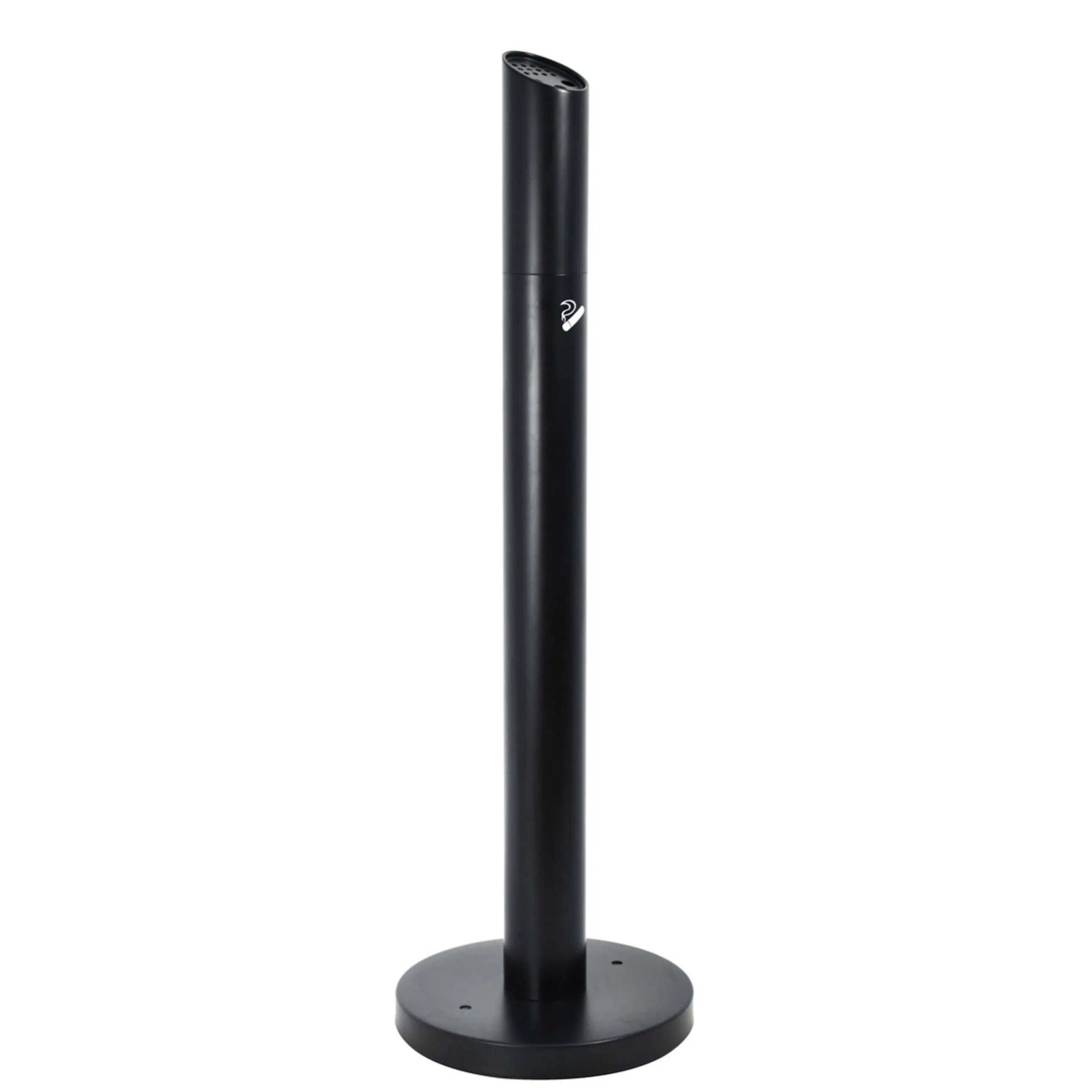 Posacenere autoportante a colonna - dimensioni 32xh98 cm base circolare pesante in cemento con copertura in metallo verniciato nero