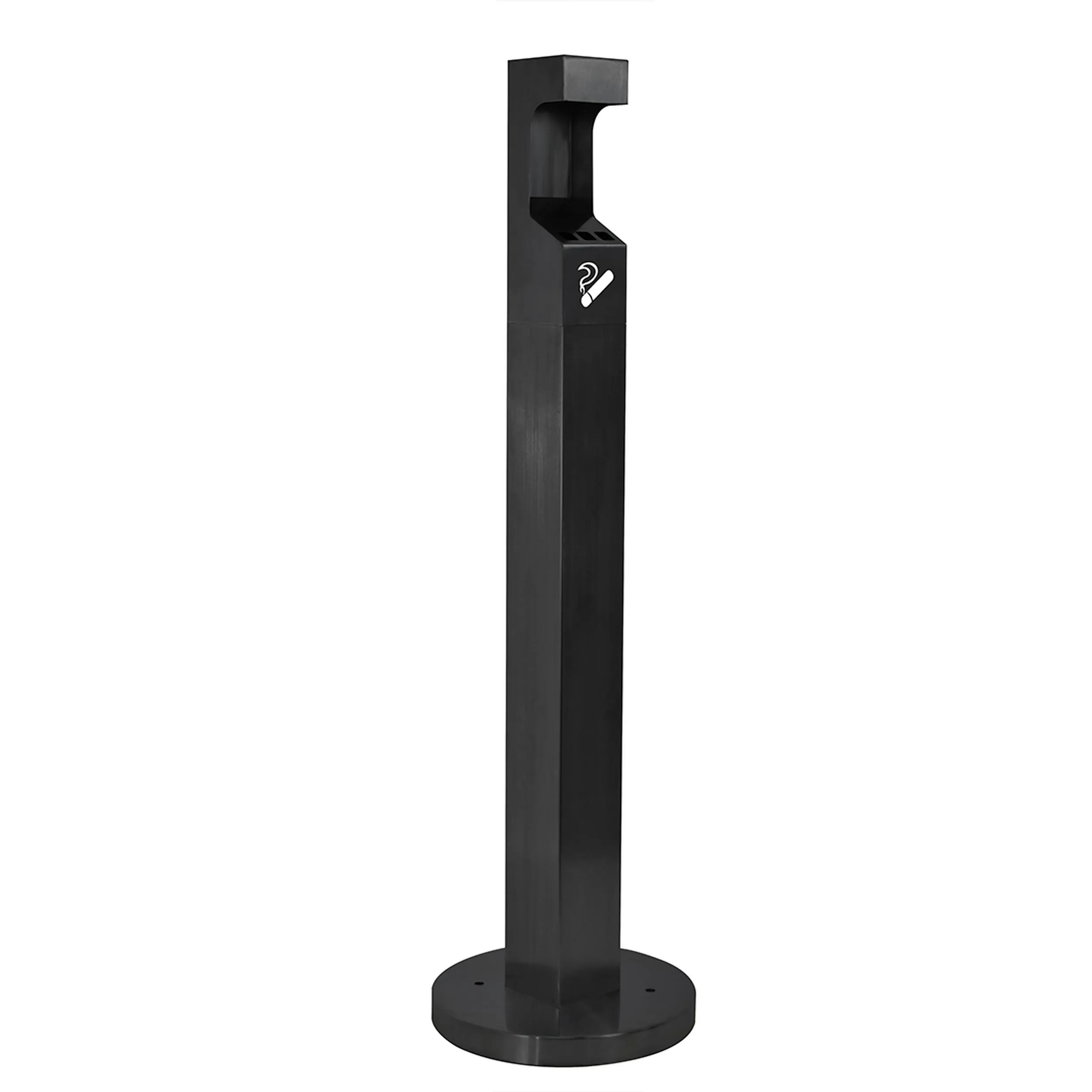 Posacenere autoportante a colonna dimensioni ? 32x114,3 cm base circolare pesante in cemento con copertura in metallo verniciato nero