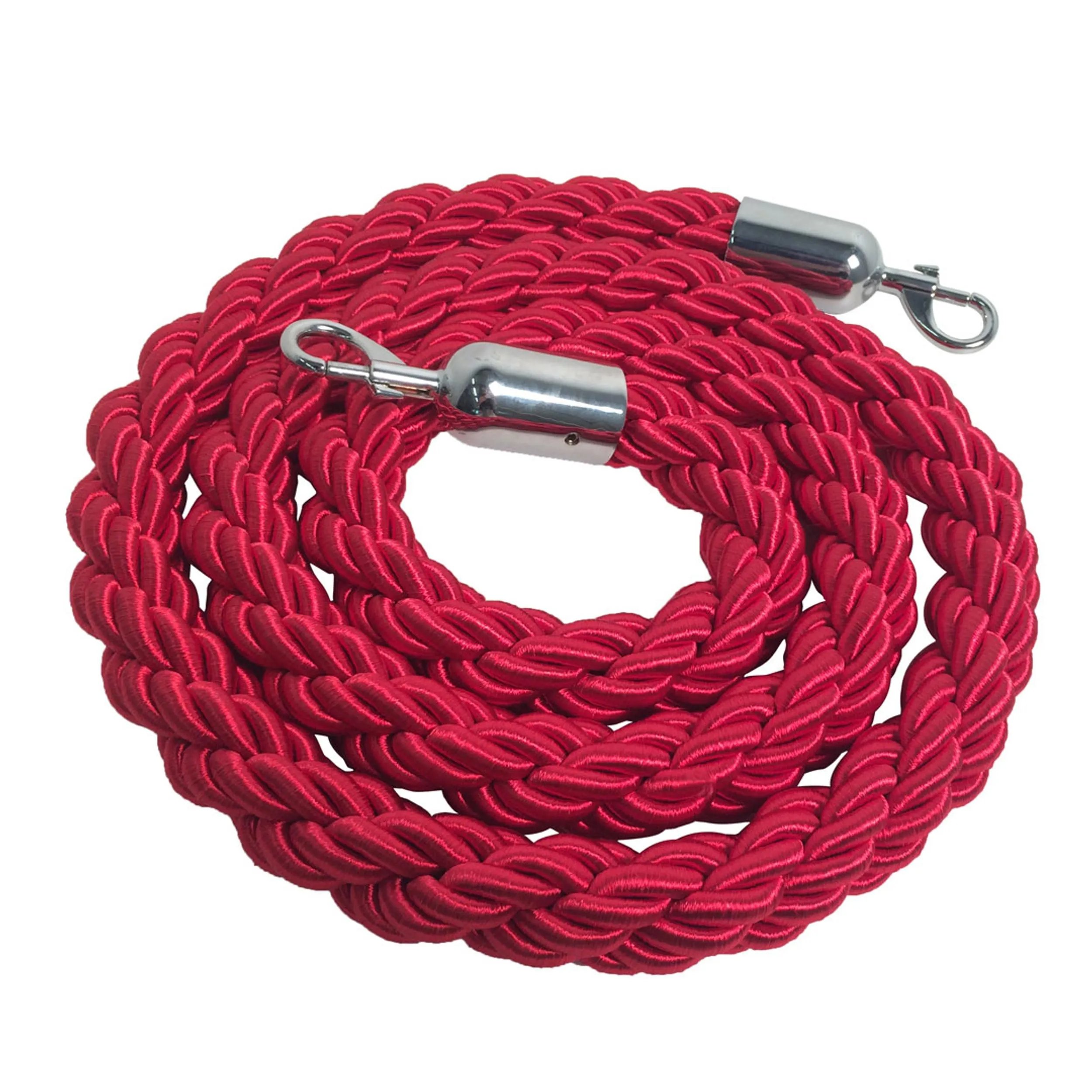 Cordone intrecciato lunghezza 2 metri blu con morsetti CROMO lunghezza 2 metri diametro 30mm COLORE ROSSO