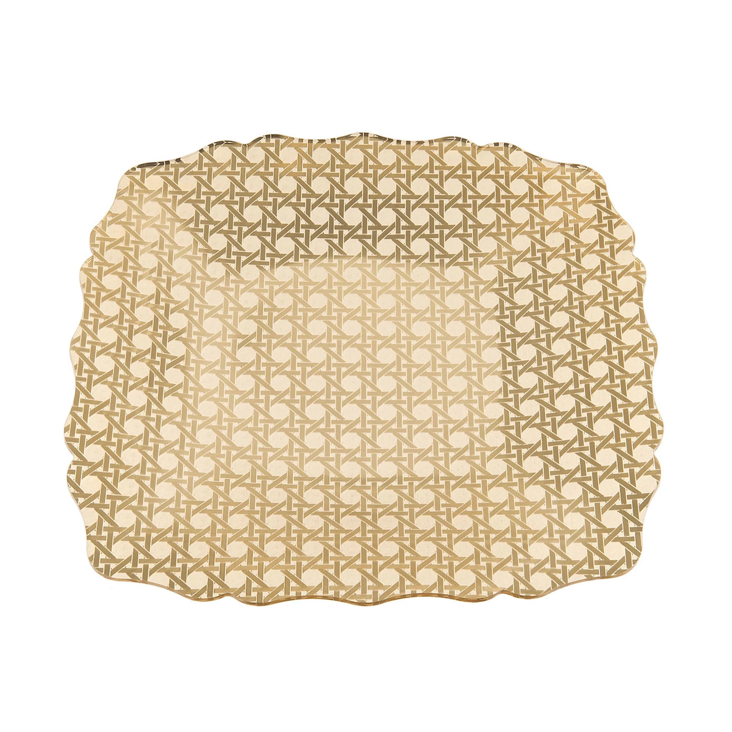 Sottopiatto Quadrato TASTY BIG Plexiglass Gold Paglia di Vienna Linea DRAPPEGGI, 37x37x h 2 cm - 0,3 kg Colore Oro