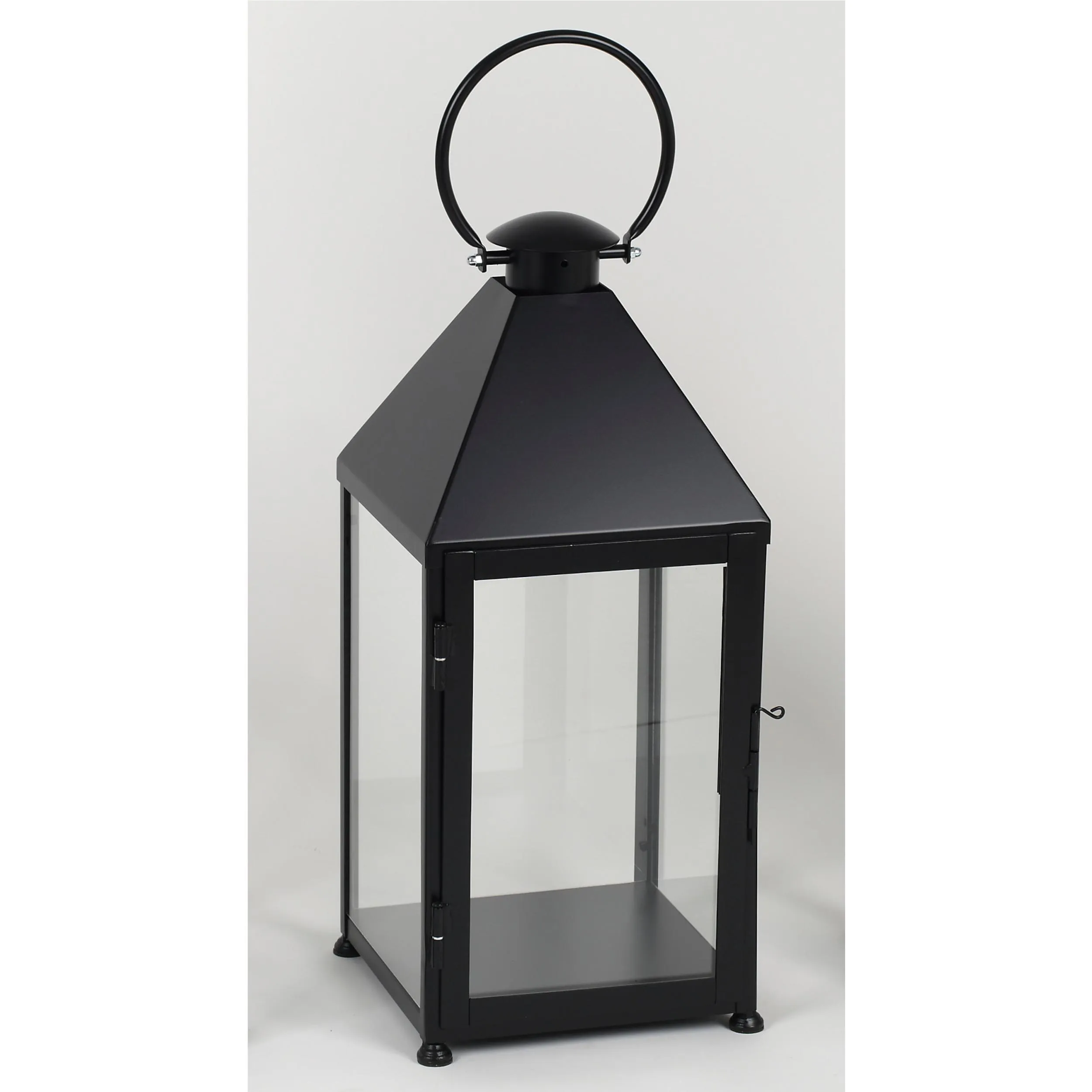 Lanterna classica In ferro Battuto stile Minimalista Dimensioni 30x30xh 70 cm - Adatta ad Ambienti Esterni ed Interni lavorazione artigianale colore Nero Opaco