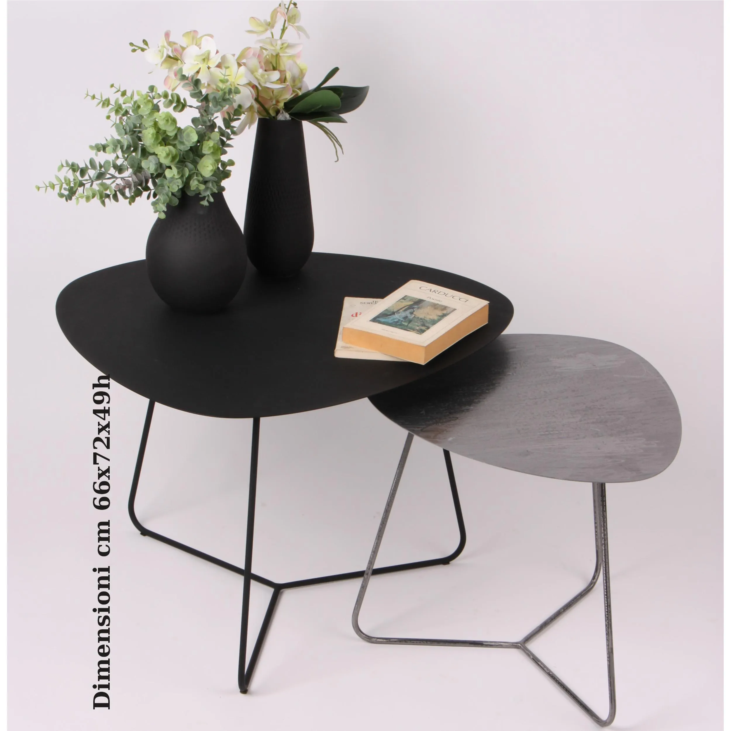 Tavolino da salotto forma ovoidale BIG design moderno dimensioni 66x72x 49 h cm - peso 7,8 kg Stile moderno colore nero pastello