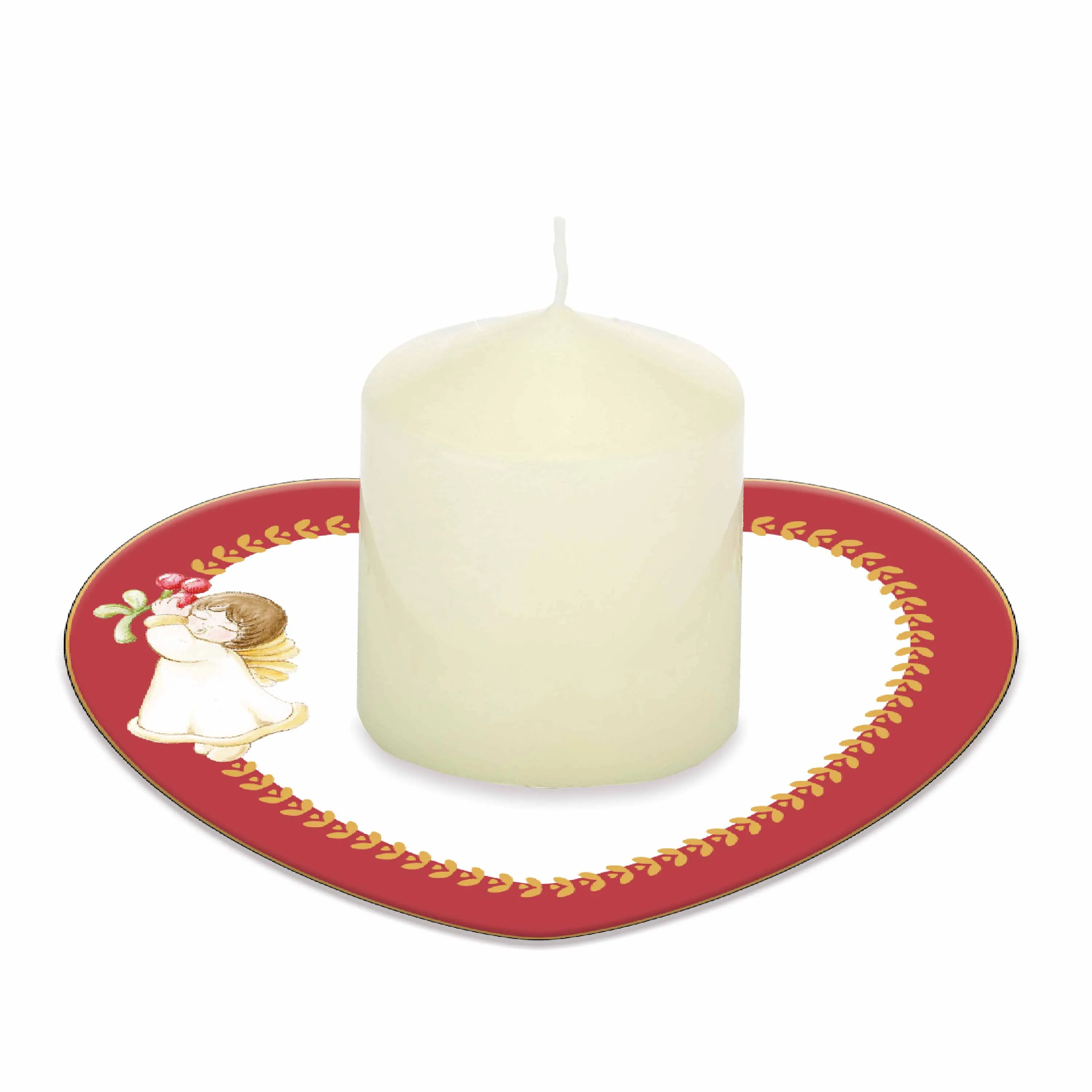 Candela con piattino porta candela Dolce Natale