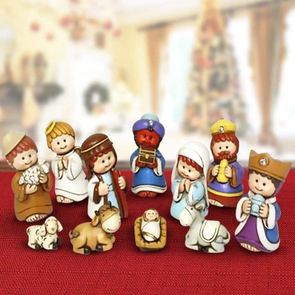 SET NATIVITA BAMBINI PER PRESEPE NATALE STATUINE PRESEPIO IN RESINA 7CM 11PZ