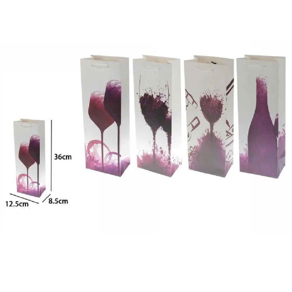 SET 3 BUSTE REGALO SACCHETTO BOTTIGLIE VINO 36X12.5X8.5 CM 69897 VARIE FANTASIE