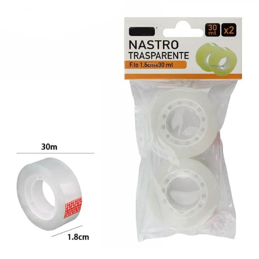 SET 2 PEZZI ROTOLO NASTRO ADESIVO TRASPARENTE PICCOLO 1,8 CM X 30 METRI 69807