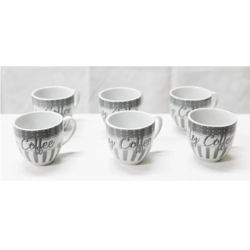 SET 6 PEZZI SERVIZIO TAZZINE TAZZE CAFFÈ IN CERAMICA SCRITTA COFFEE ESPRESSO BAR