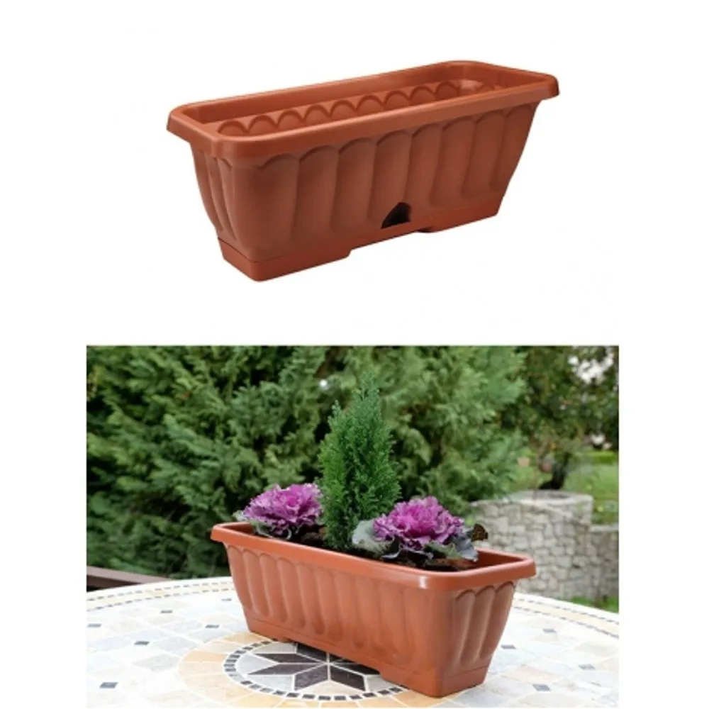 BALCONETTA FIORIERA RETTANGOLARE 60X17X20 CM VASO IN PLASTICA CASSETTA SOTTOVASO