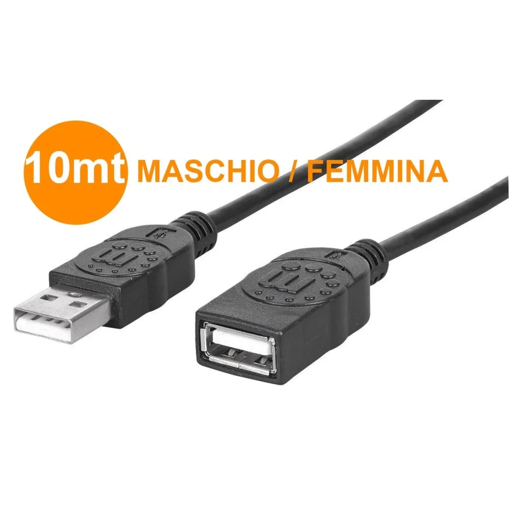 CAVO USB PROLUNGA 10 METRI 10M MASCHIO / FEMMINA ESTENSIONE 10 MT PC DESKTOP