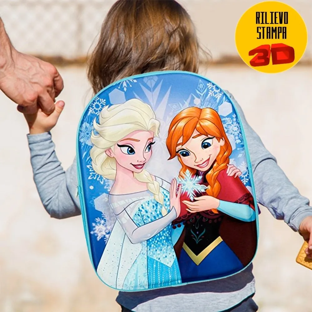 ZAINETTO FROZEN ELSA ANNA STAMPA RILIEVO 3D BAMBINE SCUOLA ASILO TEMPO LIBERO