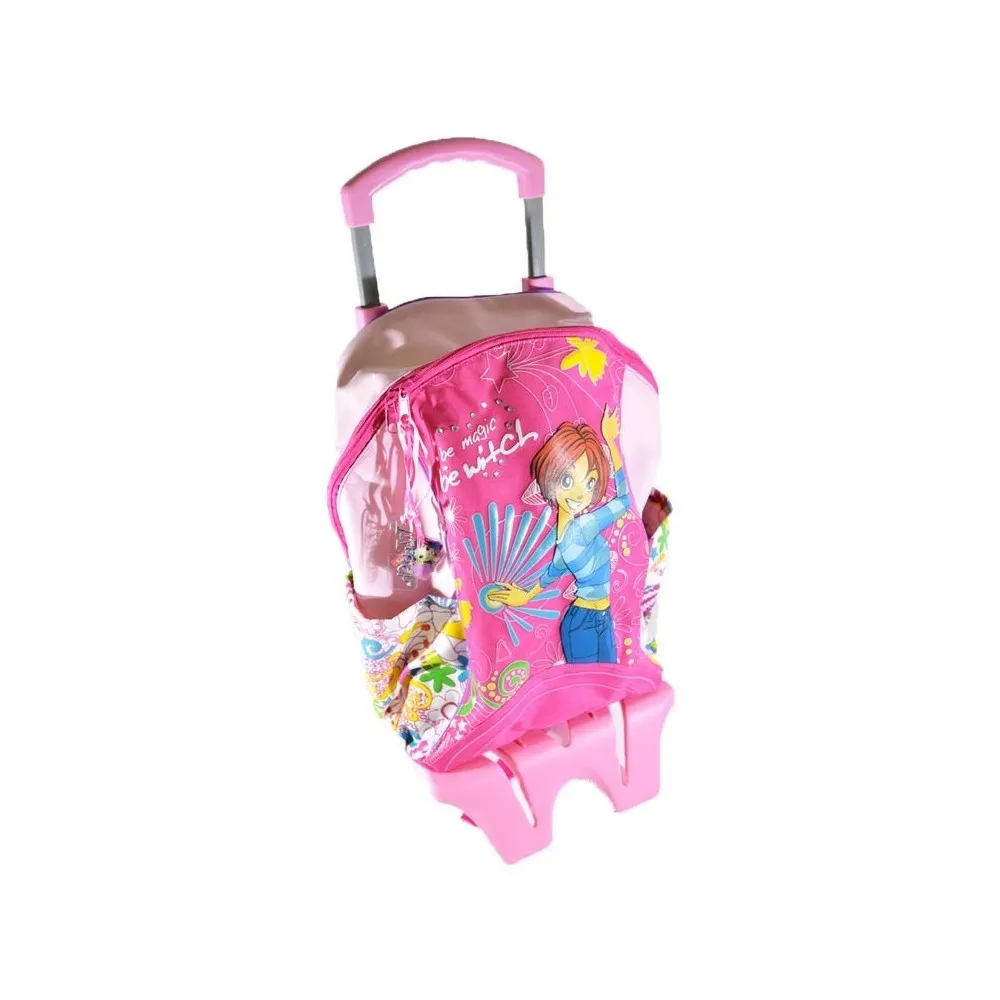 ZAINO TROLLEY BIG WITCH ROSA E FUCSIA SCHIENALE IMBOTTITO CON MANICO ESTRAIBILE