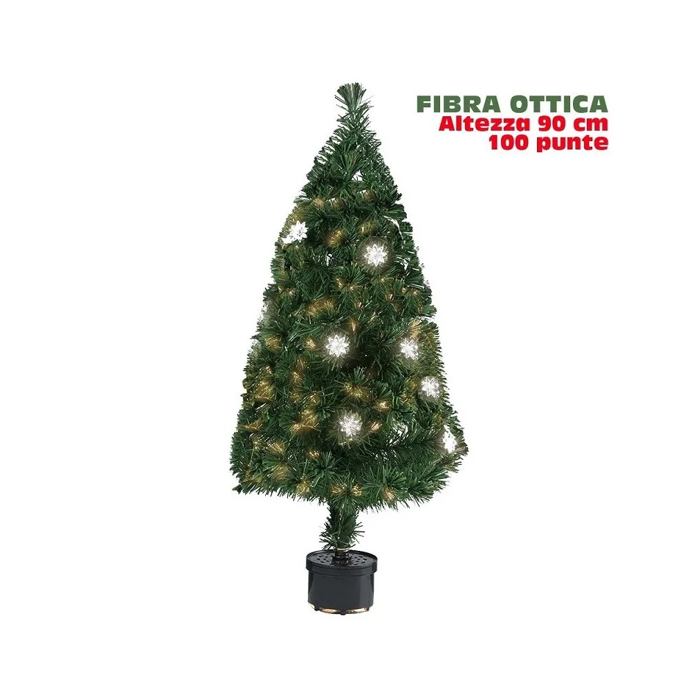 ALBERO DI NATALE FIBRA OTTICA FLOWER 90CM 100 PUNTE CON 12 FIORI COLORE VERDE