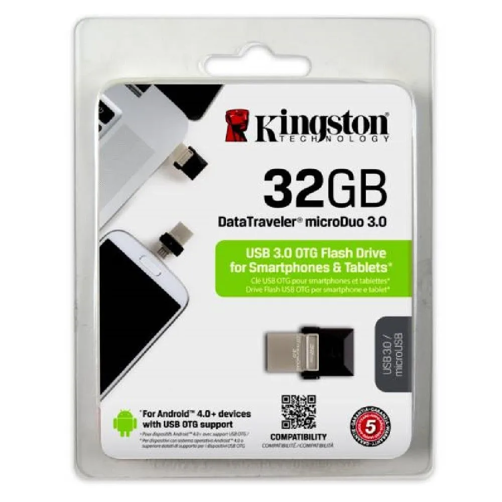 KINGSTON 32GB DTDUO3.0 MICRODUO USB 3.0 OTG MICRO USB FLASH MEMORY DRIVE 32 GB