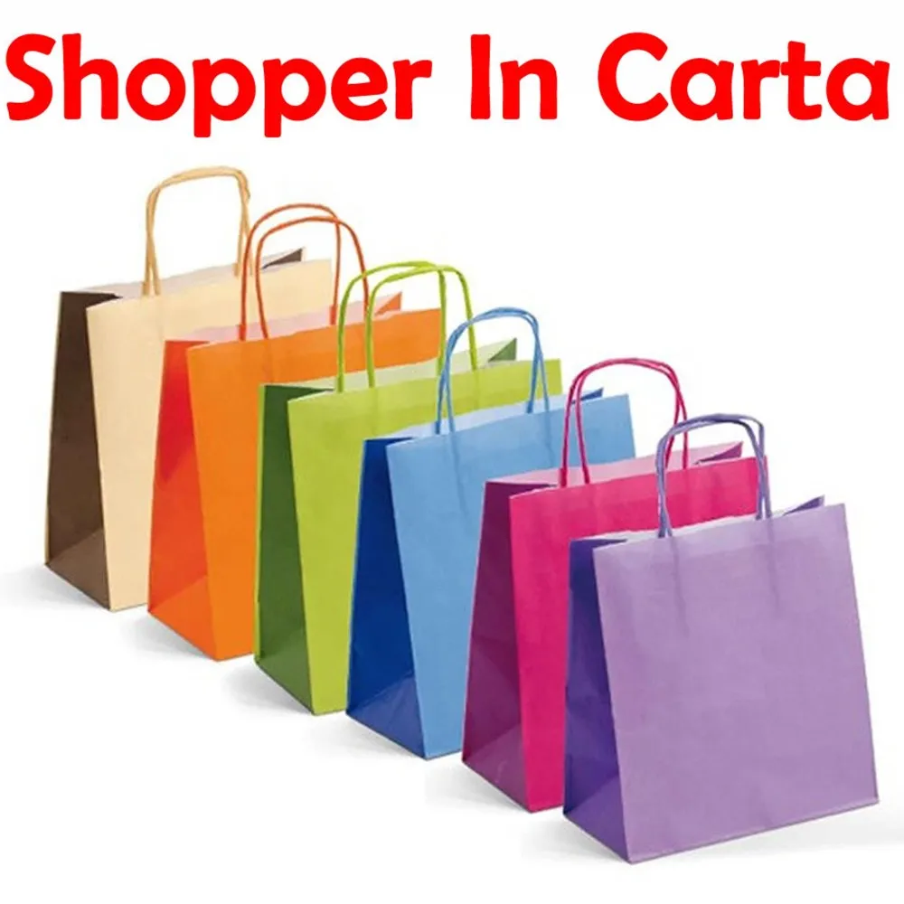 2 PZ BORSA SHOPPER BUSTA REGALO IN CARTA MODELLI ASSORTITI 210 GR 25x10x25 cm