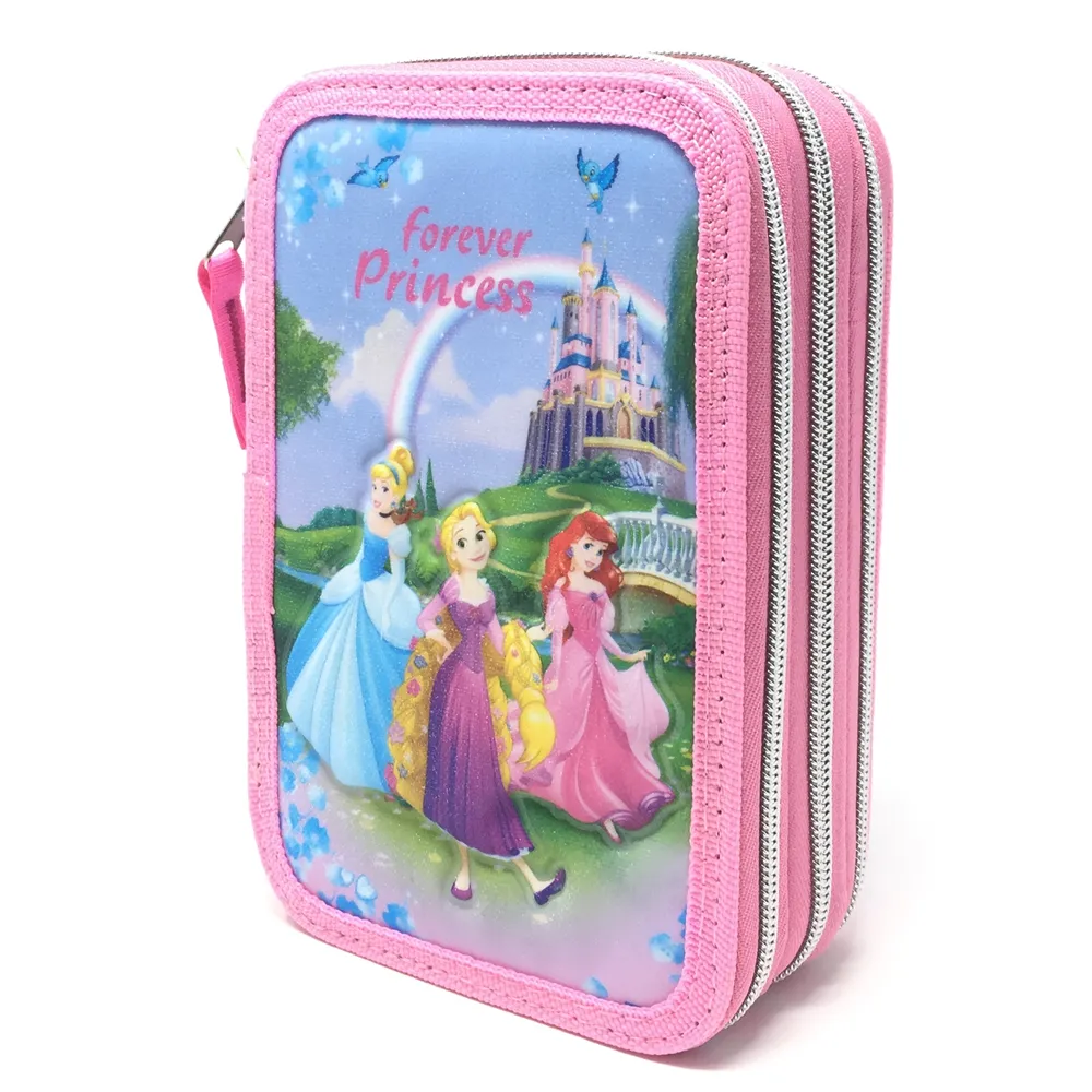 ASTUCCIO SCUOLA 3D PRINCIPESSE CENERENTOLA RAPUNZEL ARIEL DISNEY 3 ZIP CERNIERE