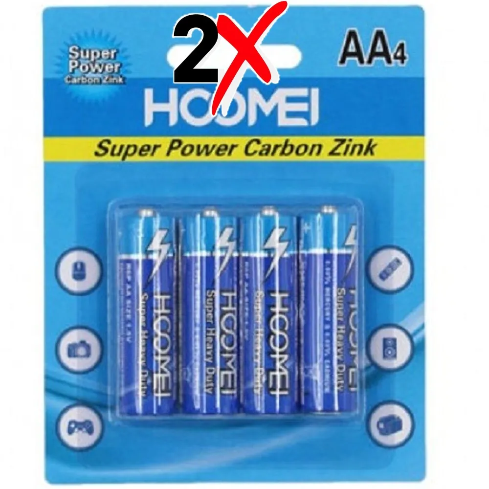 CONFEZIONE DA 8 BATTERIE PILE STILO SUPER POWER ZINCO AA 1,5V SUPER POTENTI