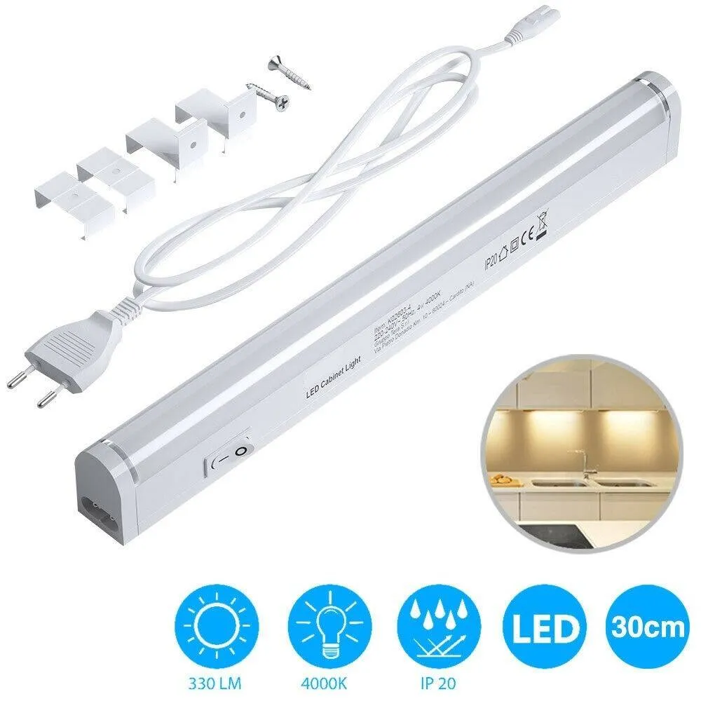 LAMPADA LUCE SOTTOPENSILE 30CM MOBILI CUCINA ARMADIO BARRA LED 330LM BIANCO