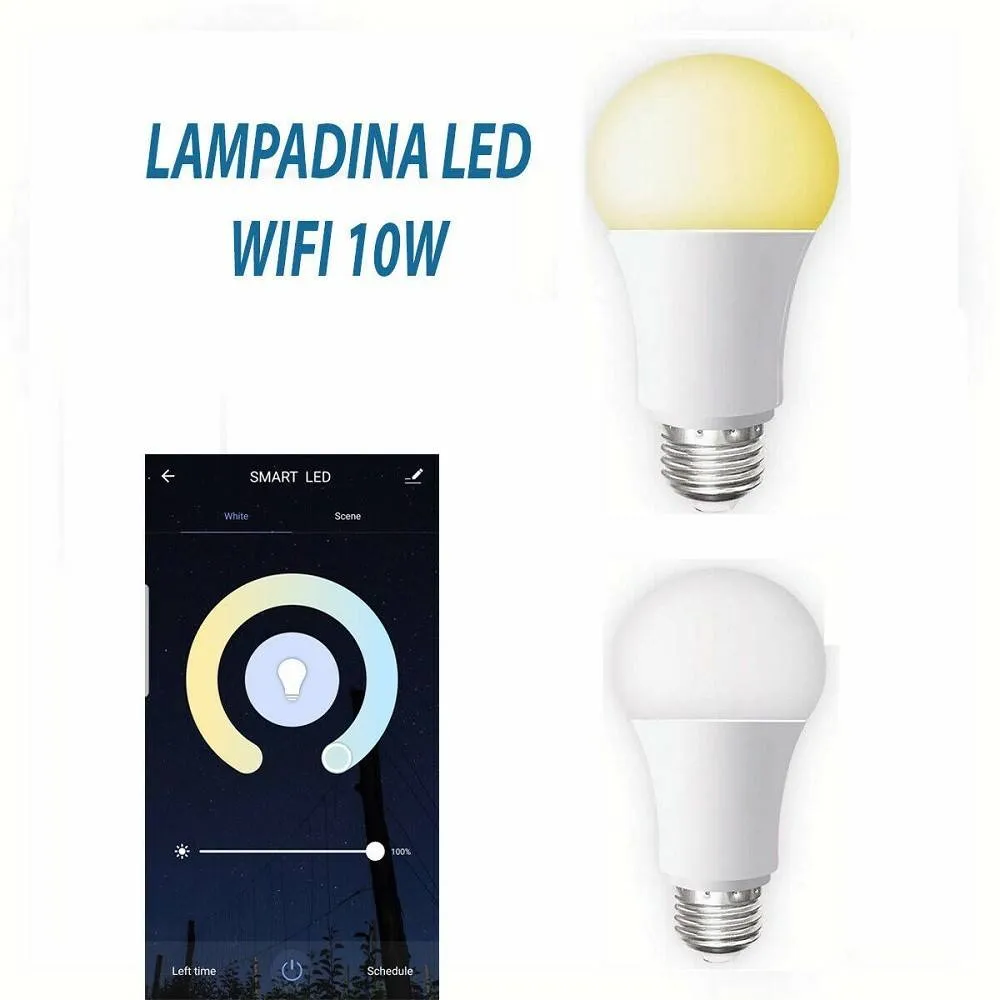 LAMPADINA SMART LED WIFI E27 10W 2700K 6400K DIMMERABILE IOS ANDROID ALEXA GOOGLE