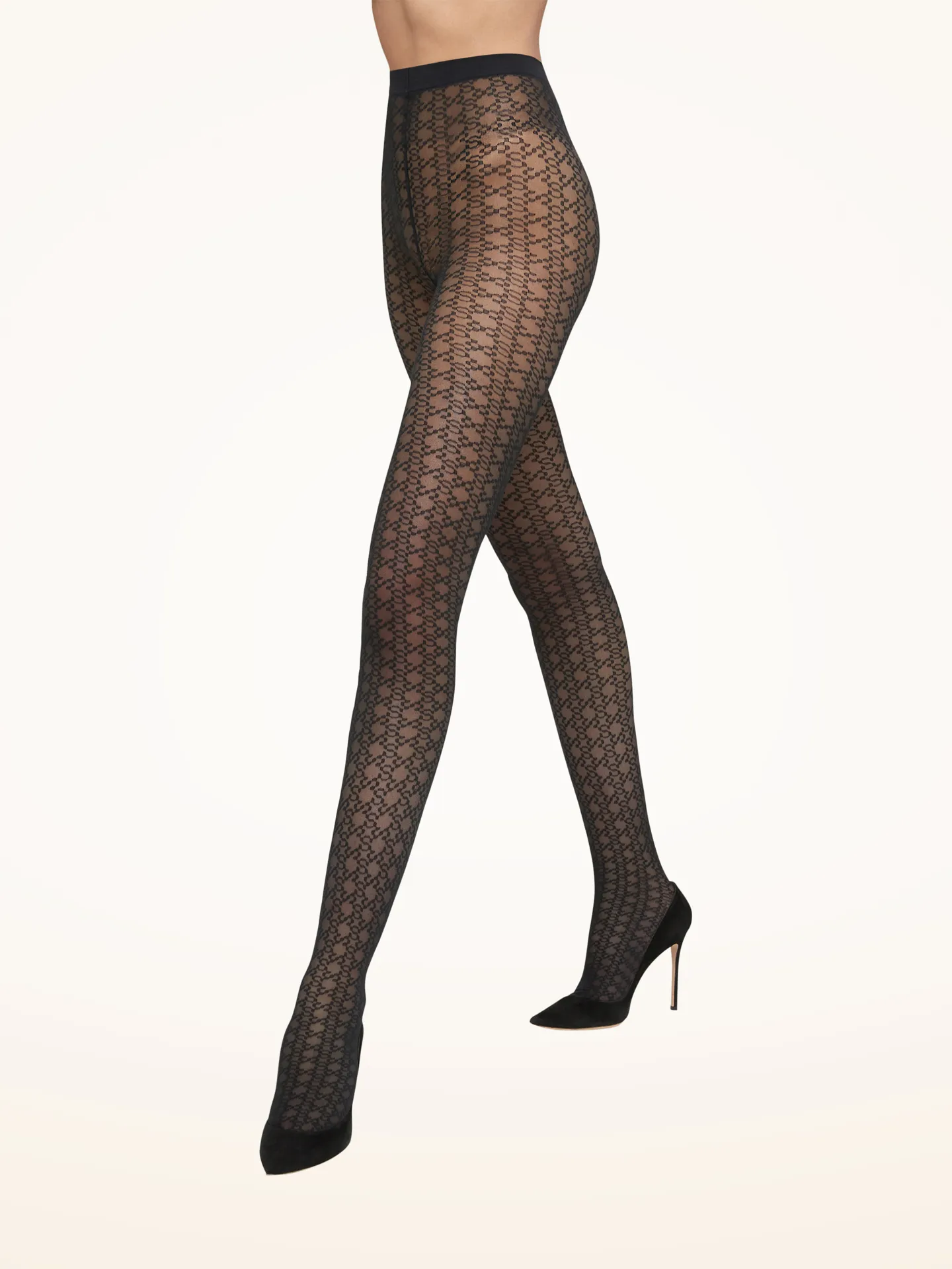 Wolford - Intricate Sheer Pattern Tights, Donna, black, Taglia: XS